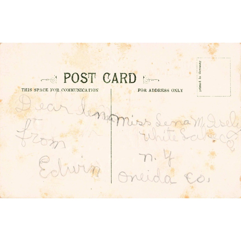 Antique Birthday Greetings Postcard Embossed Sailboat Shamrocks Clovers Germany - Picture 2 of 2
